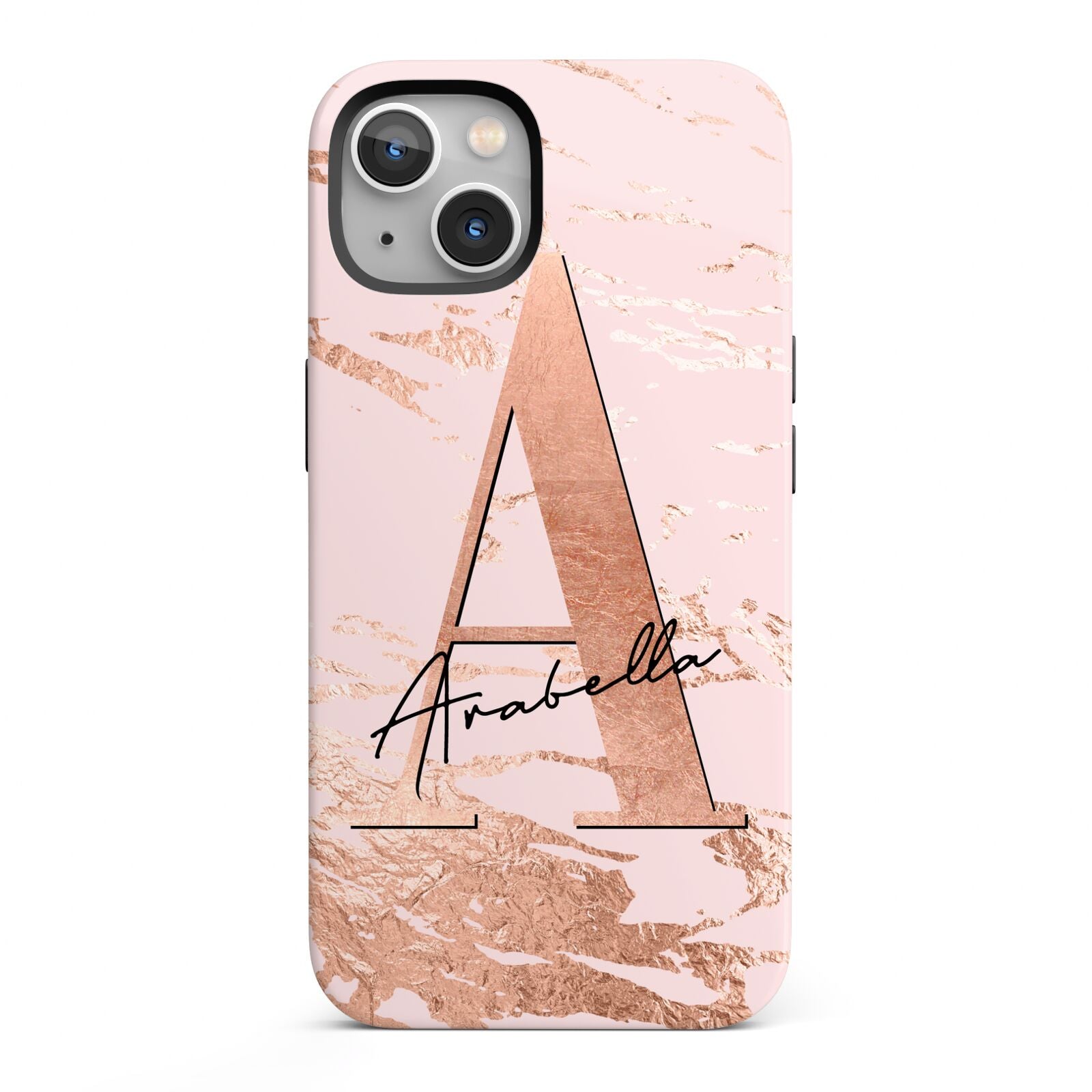 Personalised Copper Pink Marble iPhone 13 Full Wrap 3D Tough Case