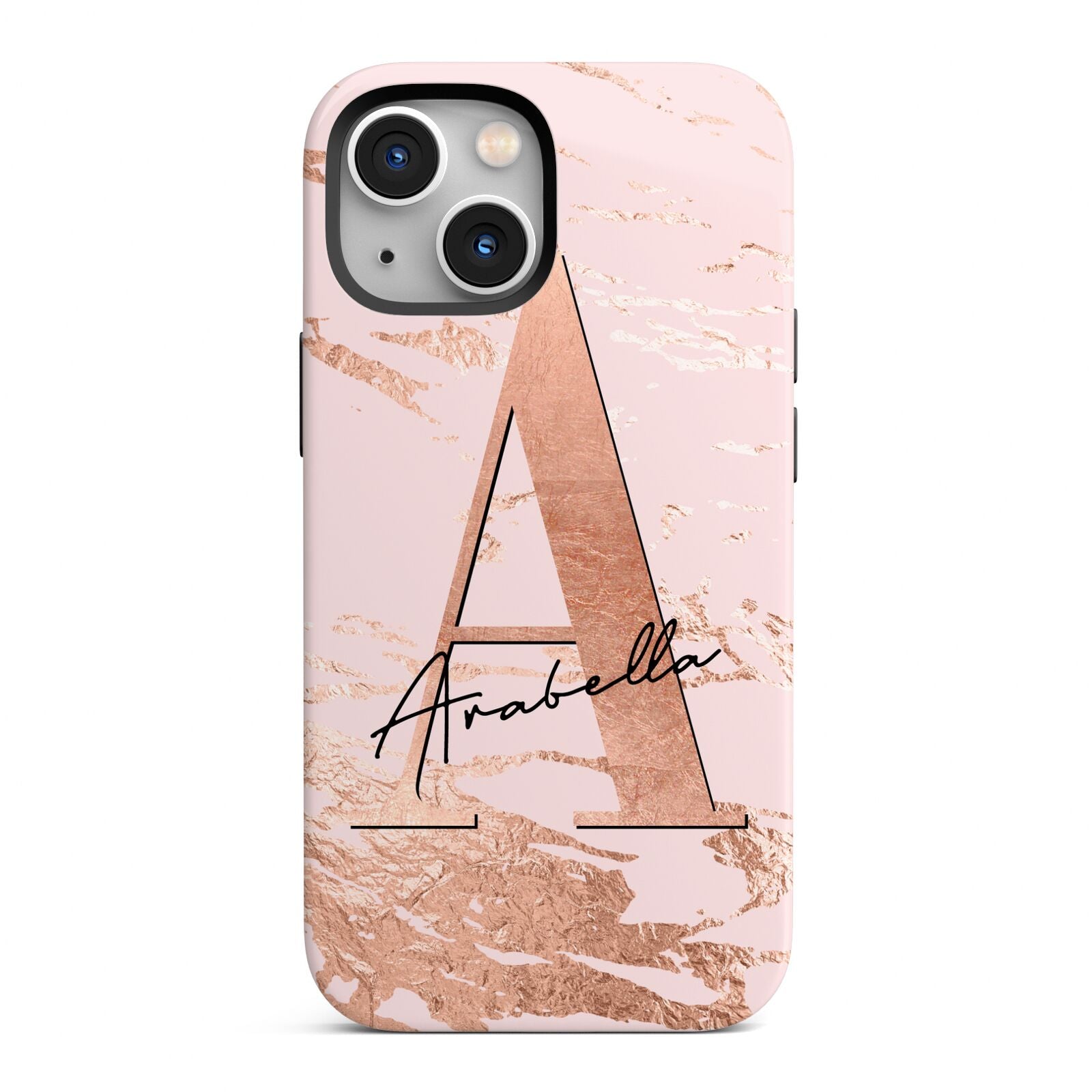 Personalised Copper Pink Marble iPhone 13 Mini Full Wrap 3D Tough Case
