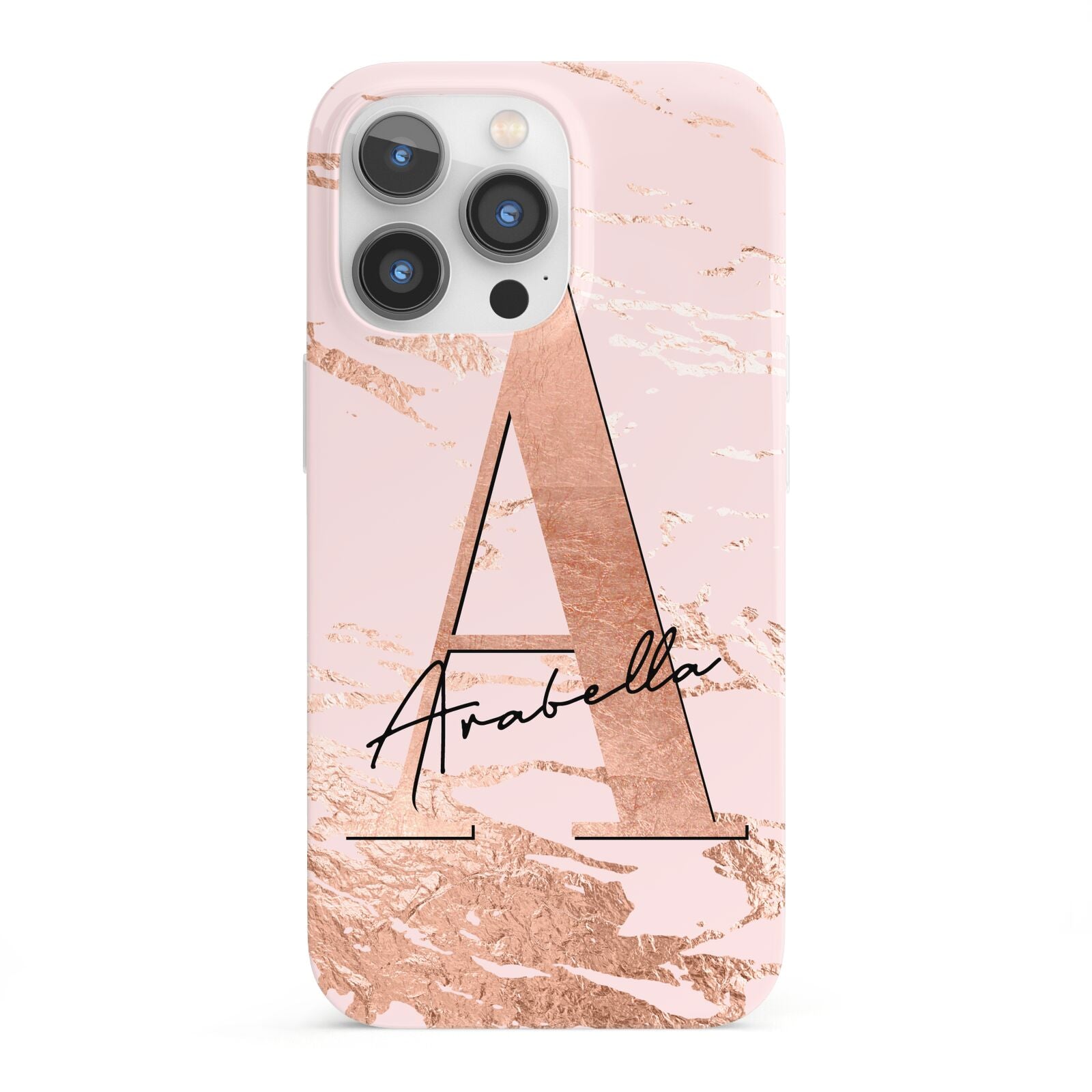 Personalised Copper Pink Marble iPhone 13 Pro Full Wrap 3D Snap Case