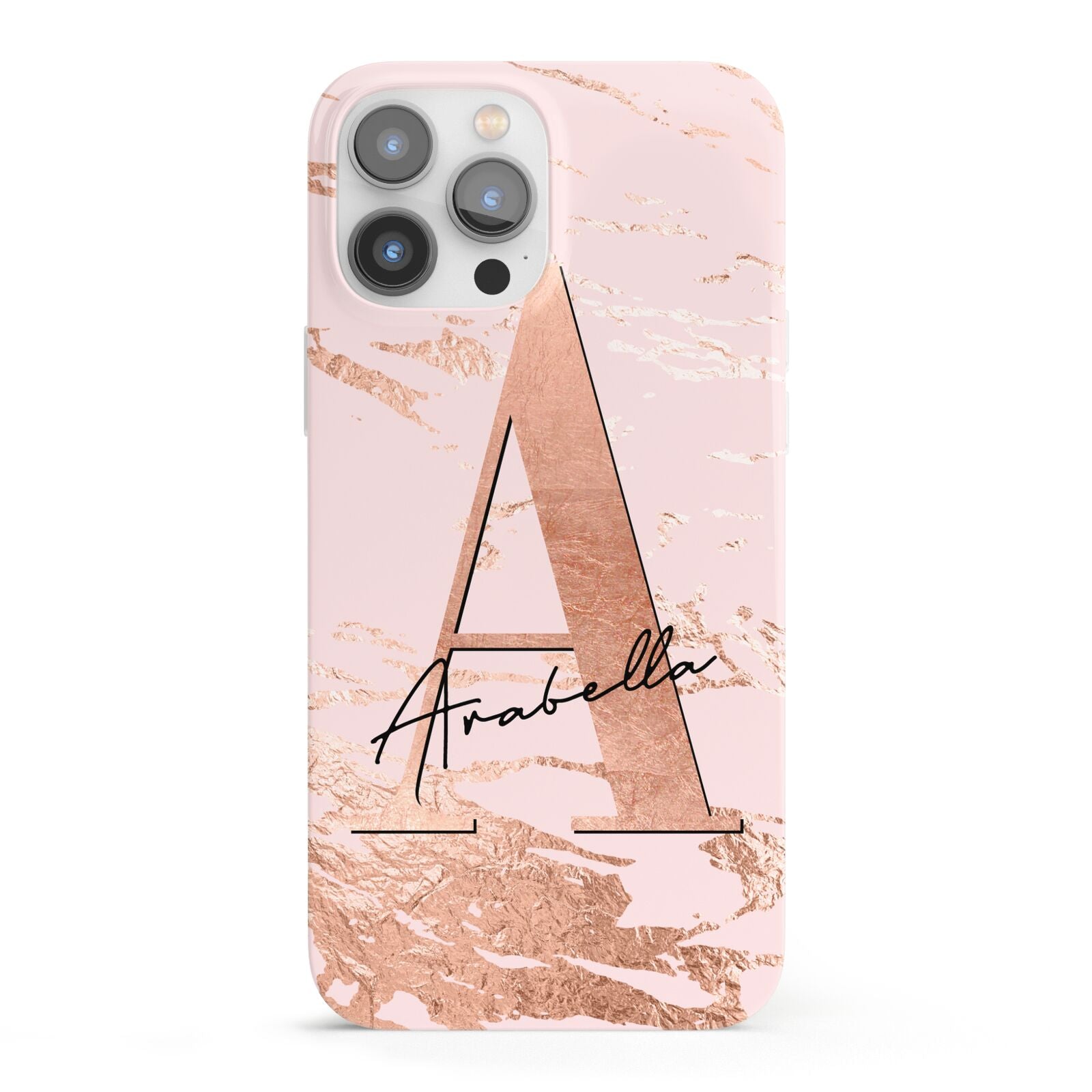 Personalised Copper Pink Marble iPhone 13 Pro Max Full Wrap 3D Snap Case