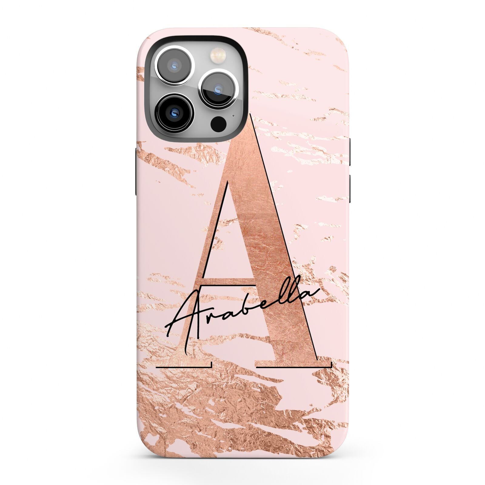 Personalised Copper Pink Marble iPhone 13 Pro Max Full Wrap 3D Tough Case