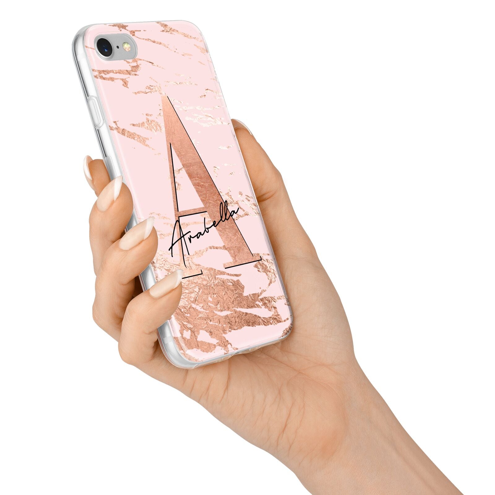 Personalised Copper Pink Marble iPhone 7 Bumper Case on Silver iPhone Alternative Image