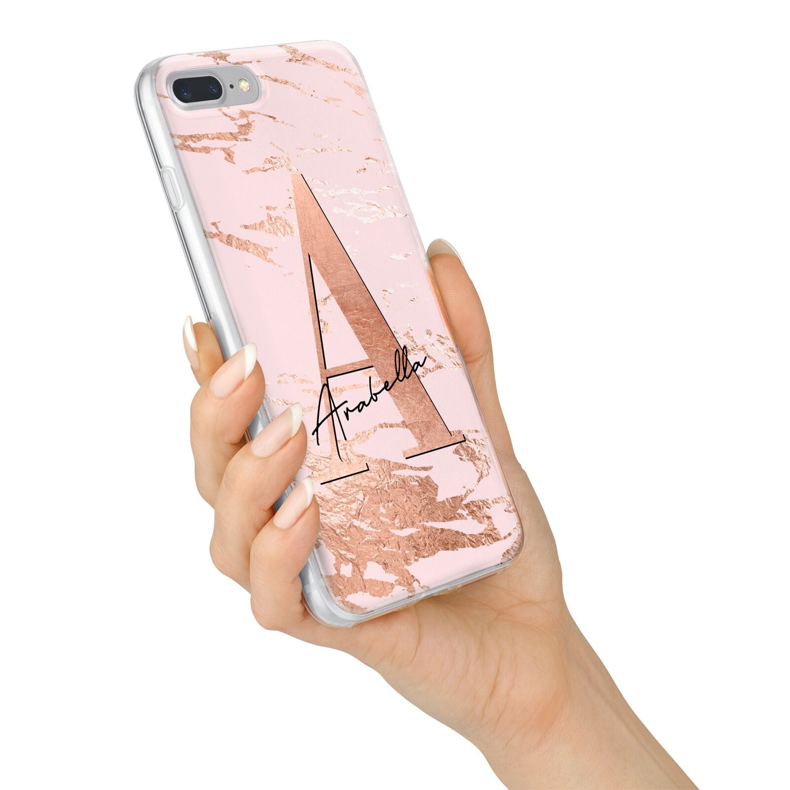 Personalised Copper Pink Marble iPhone 7 Plus Bumper Case on Silver iPhone Alternative Image