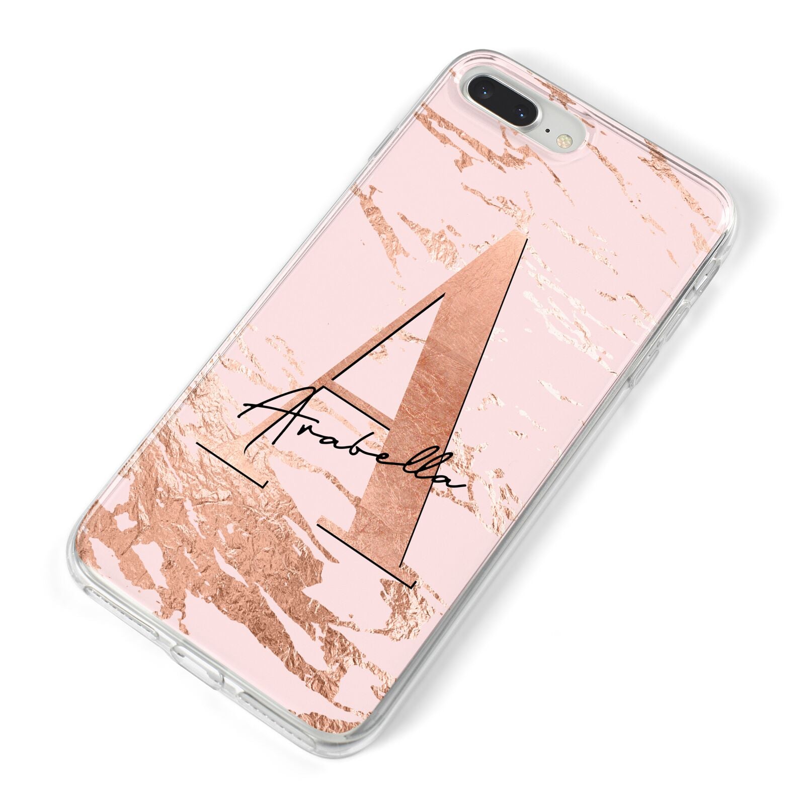 Personalised Copper Pink Marble iPhone 8 Plus Bumper Case on Silver iPhone Alternative Image