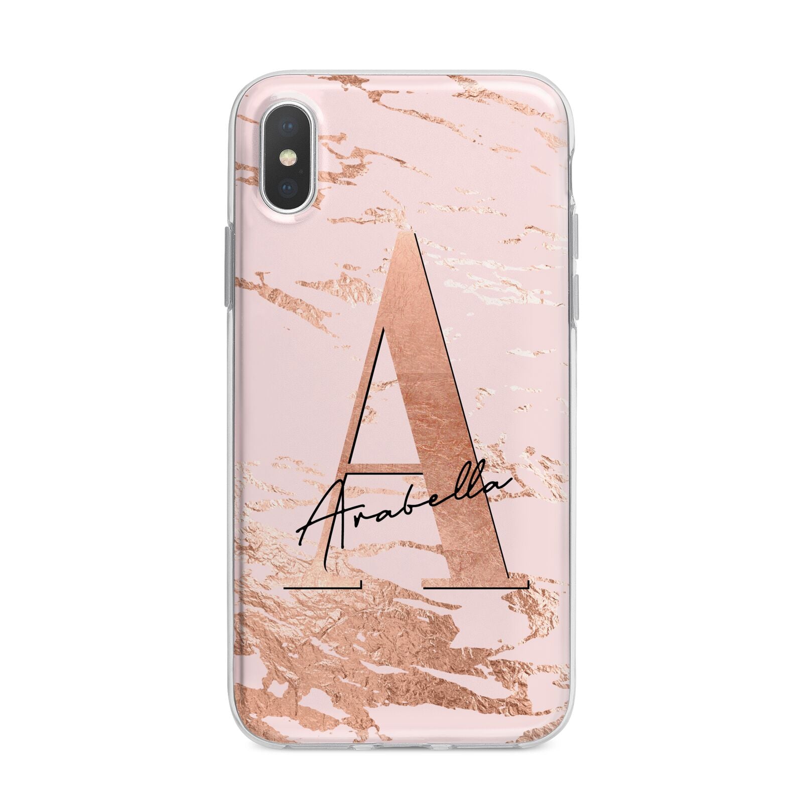 Personalised Copper Pink Marble iPhone X Bumper Case on Silver iPhone Alternative Image 1