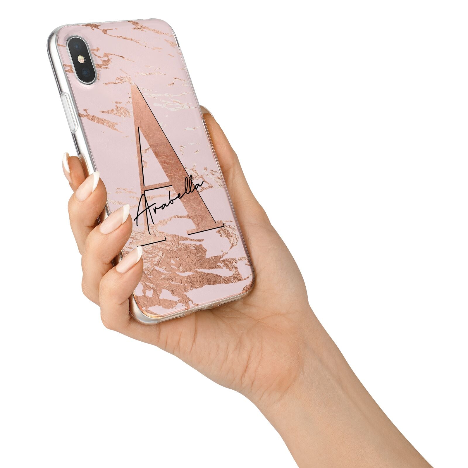 Personalised Copper Pink Marble iPhone X Bumper Case on Silver iPhone Alternative Image 2