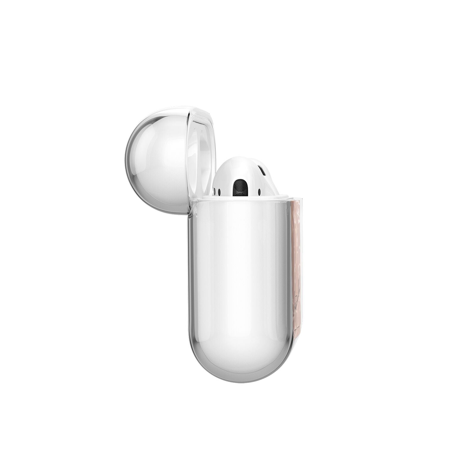 Personalised Copper Taupe Marble AirPods Case Side Angle