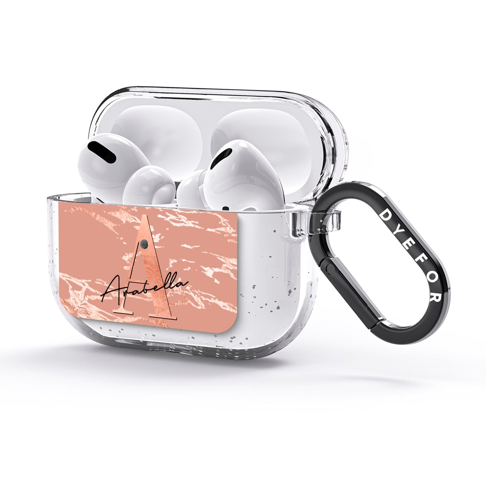 Personalised Copper Taupe Marble AirPods Glitter Case 3rd Gen Side Image