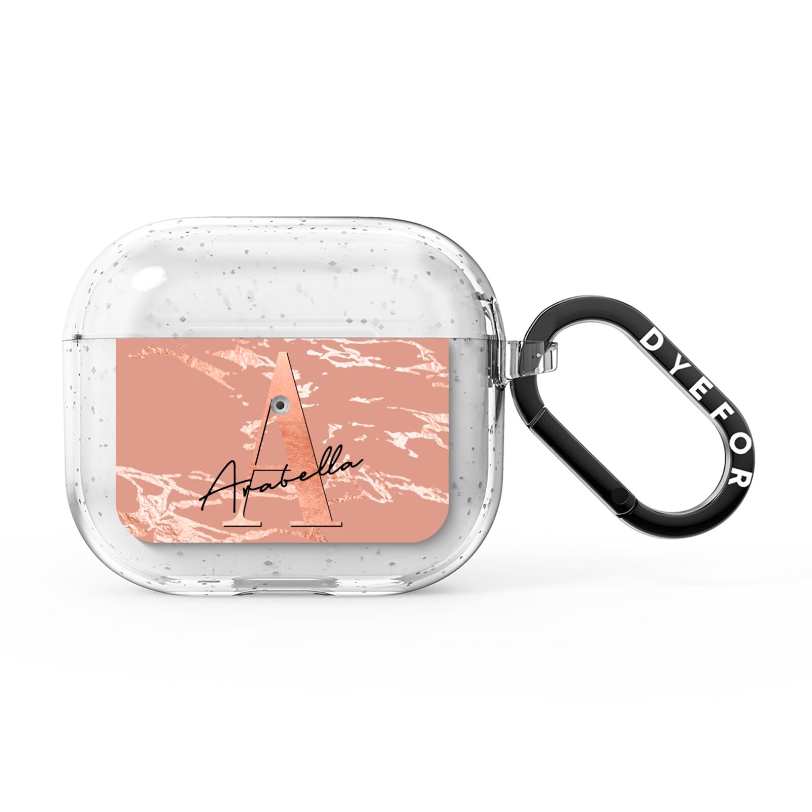 Personalised Copper Taupe Marble AirPods Glitter Case 3rd Gen
