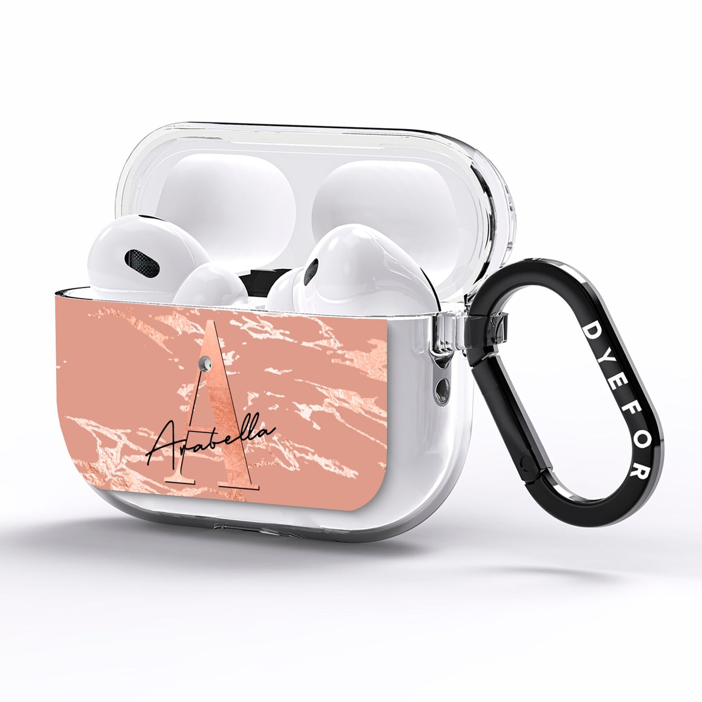 Personalised Copper Taupe Marble AirPods Pro Clear Case Side Image