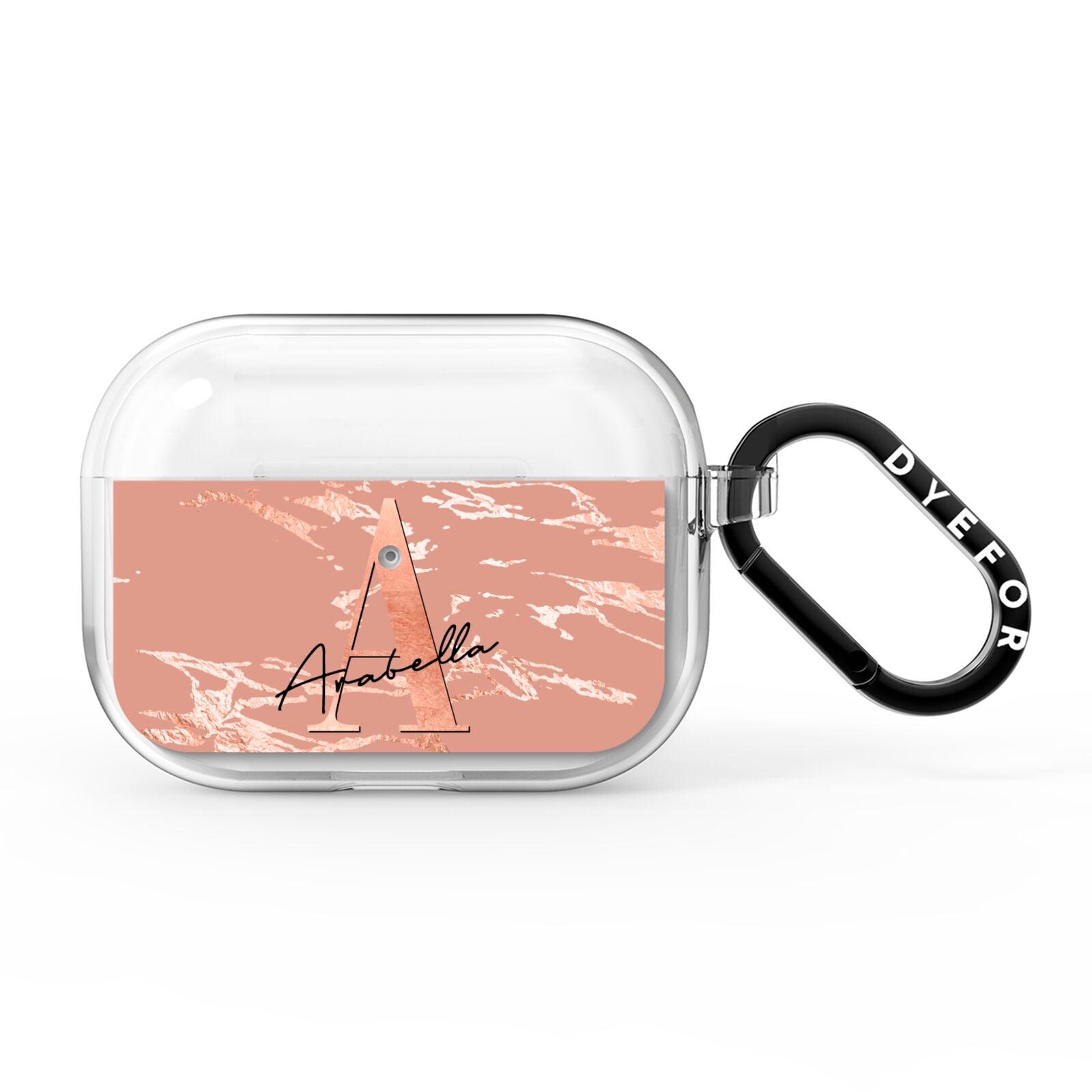 Personalised Copper Taupe Marble AirPods Pro Clear Case