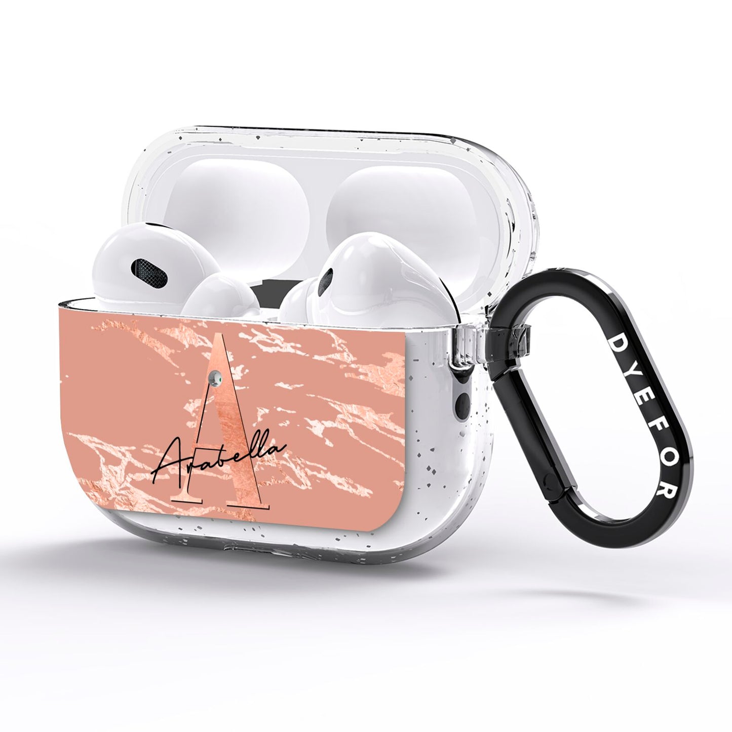 Personalised Copper Taupe Marble AirPods Pro Glitter Case Side Image