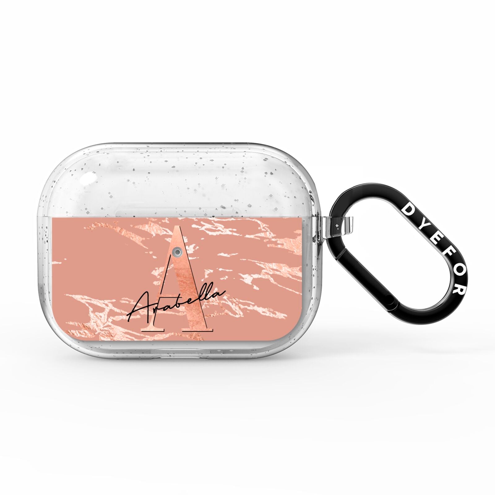 Personalised Copper Taupe Marble AirPods Pro Glitter Case