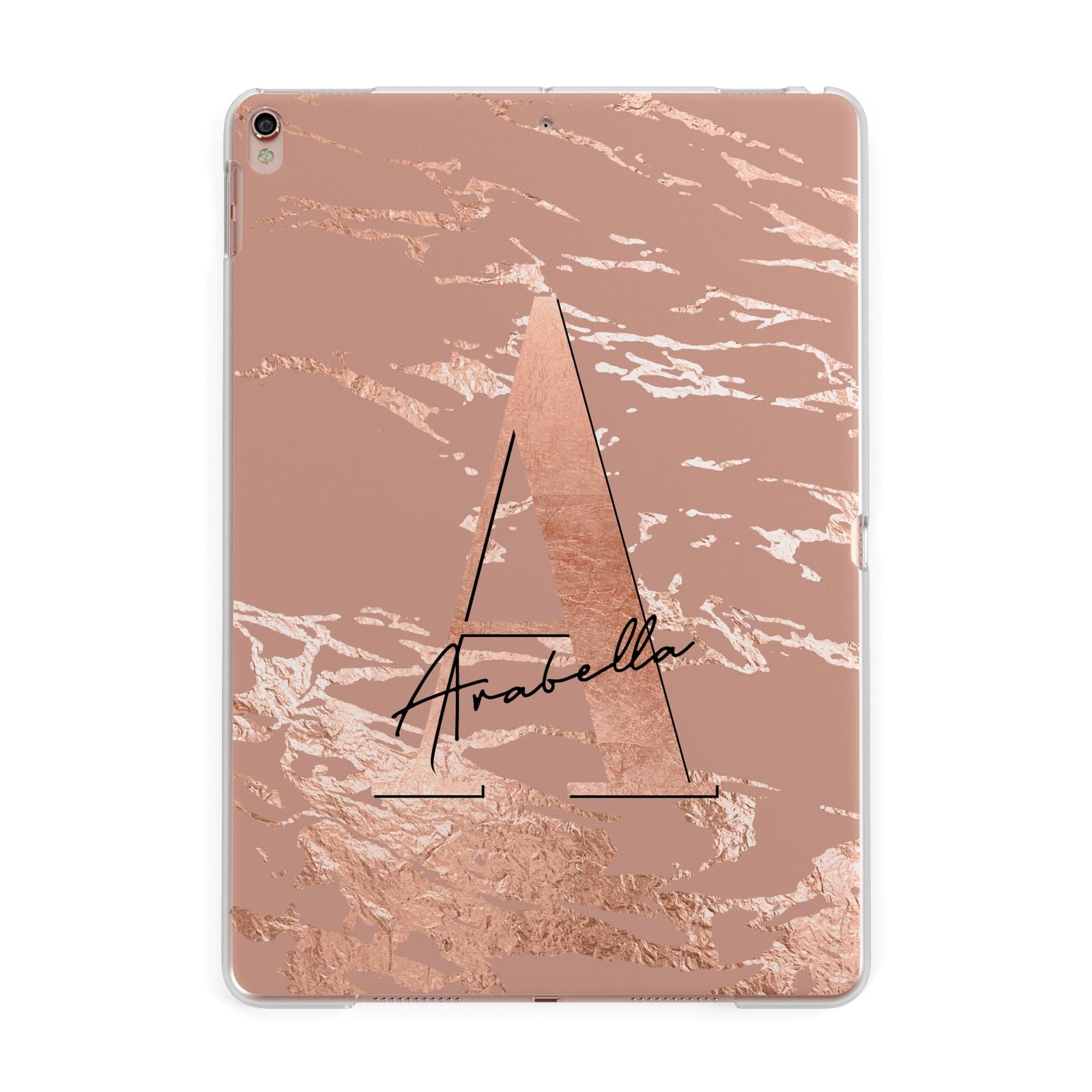 Personalised Copper Taupe Marble Apple iPad Rose Gold Case