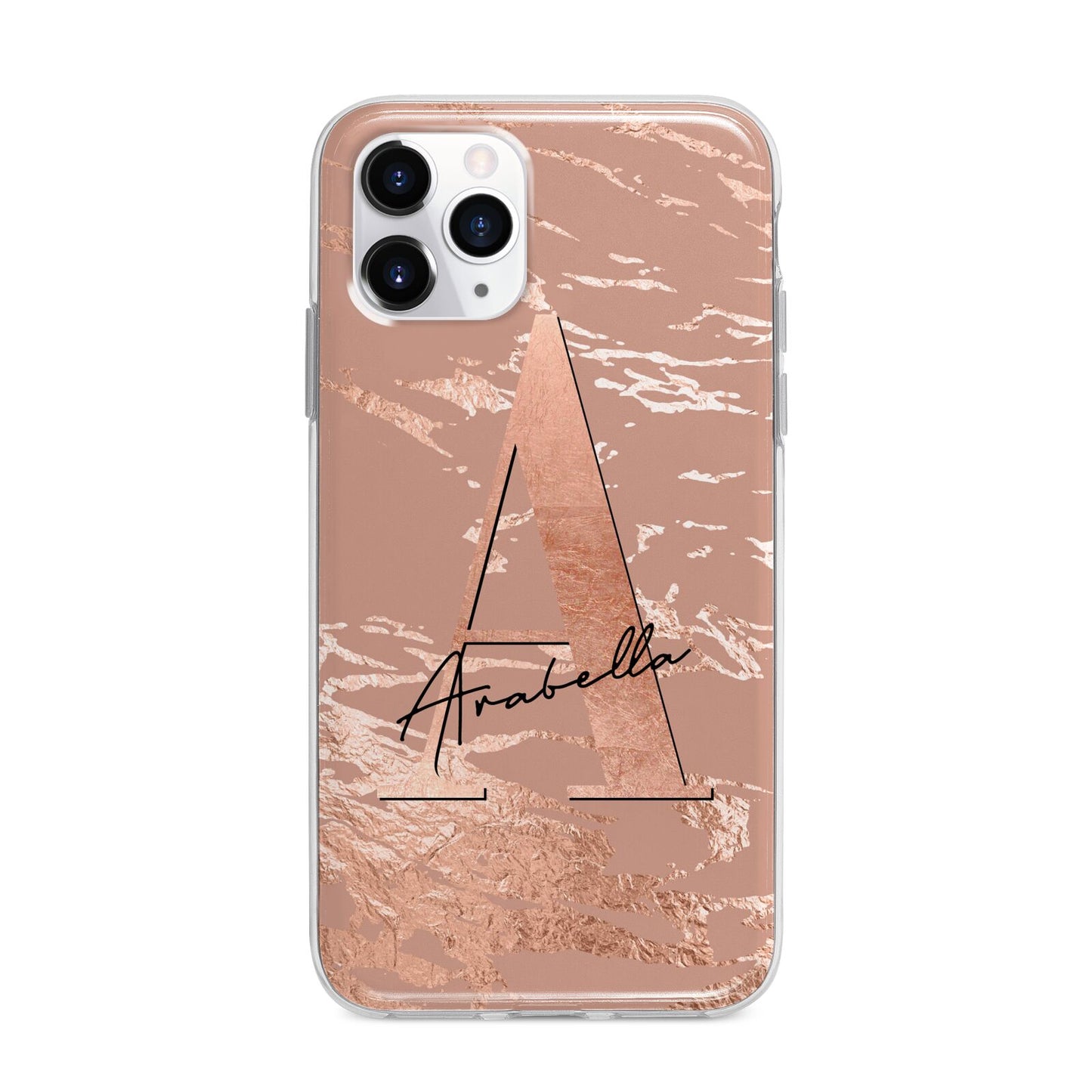 Personalised Copper Taupe Marble Apple iPhone 11 Pro Max in Silver with Bumper Case