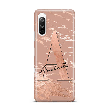Personalised Copper Taupe Marble Sony Xperia 10 III Case
