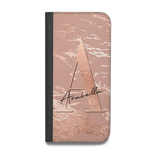 Personalised Copper Taupe Marble Vegan Leather Flip Samsung Case