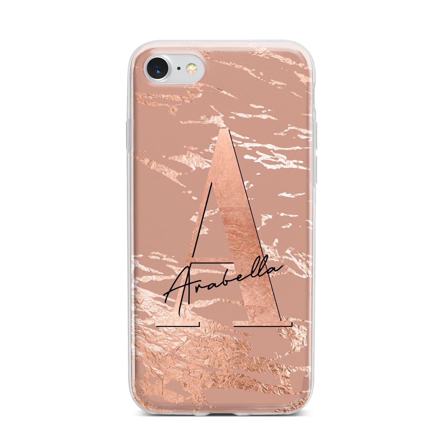 Personalised Copper Taupe Marble iPhone 7 Bumper Case on Silver iPhone
