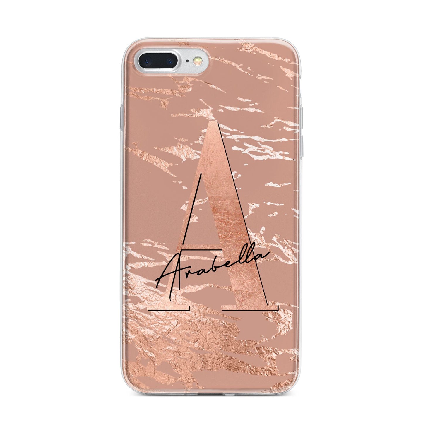 Personalised Copper Taupe Marble iPhone 7 Plus Bumper Case on Silver iPhone