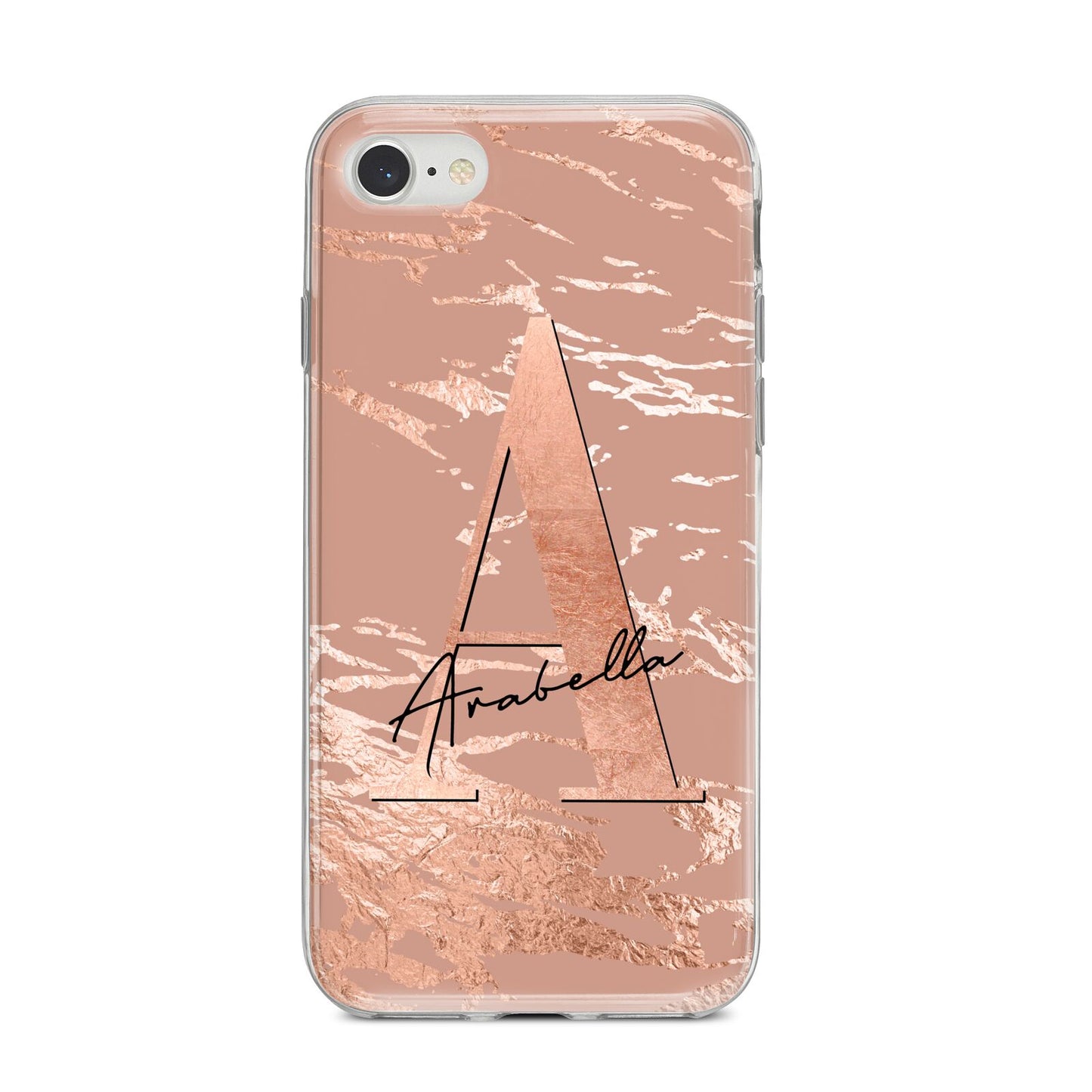 Personalised Copper Taupe Marble iPhone 8 Bumper Case on Silver iPhone