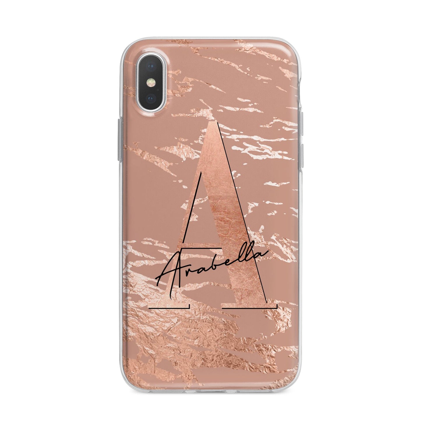 Personalised Copper Taupe Marble iPhone X Bumper Case on Silver iPhone Alternative Image 1
