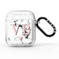 Personalised Coral Heart Initial Marble AirPods Glitter Case