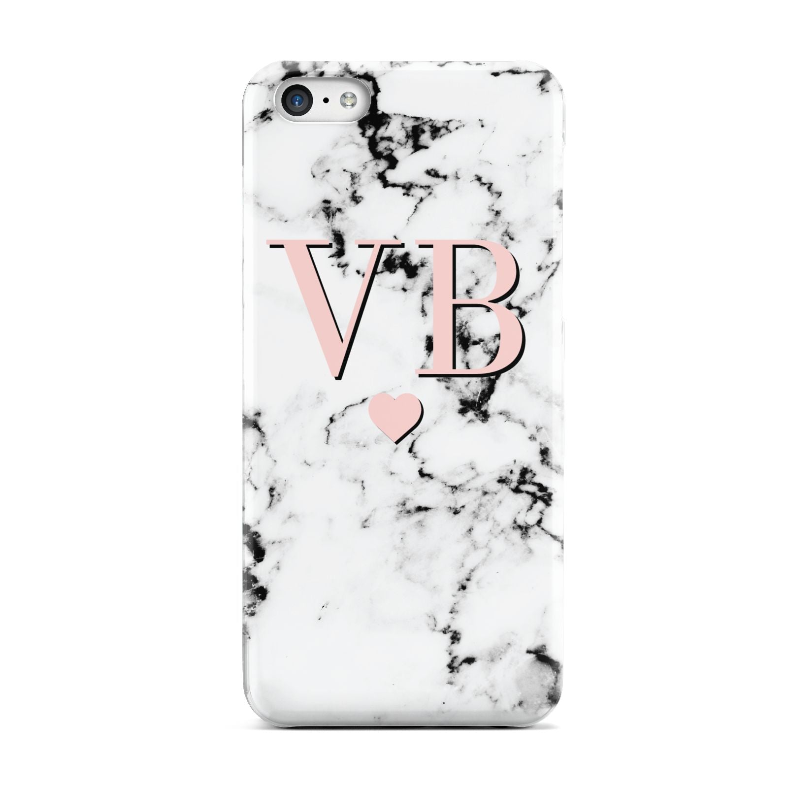 Personalised Coral Heart Initial Marble Apple iPhone 5c Case