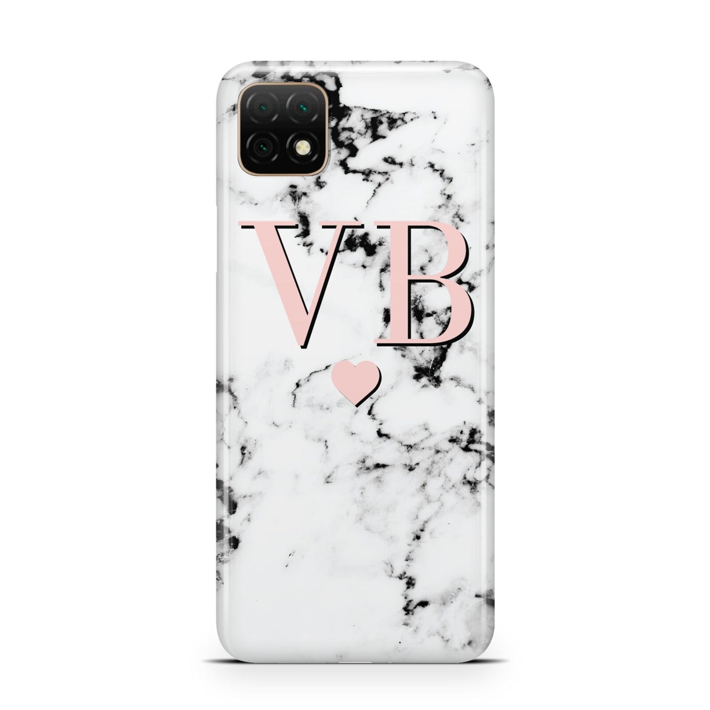 Personalised Coral Heart Initial Marble Huawei Enjoy 20 Phone Case