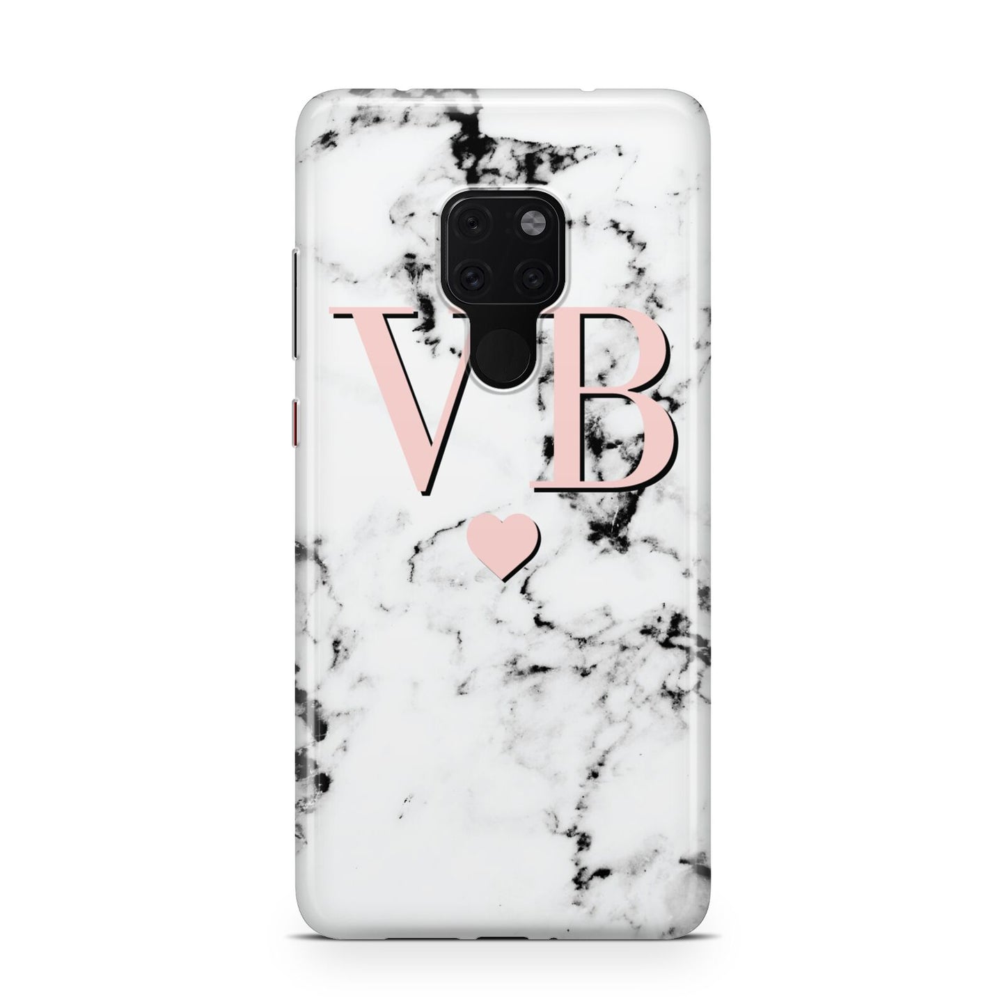 Personalised Coral Heart Initial Marble Huawei Mate 20 Phone Case