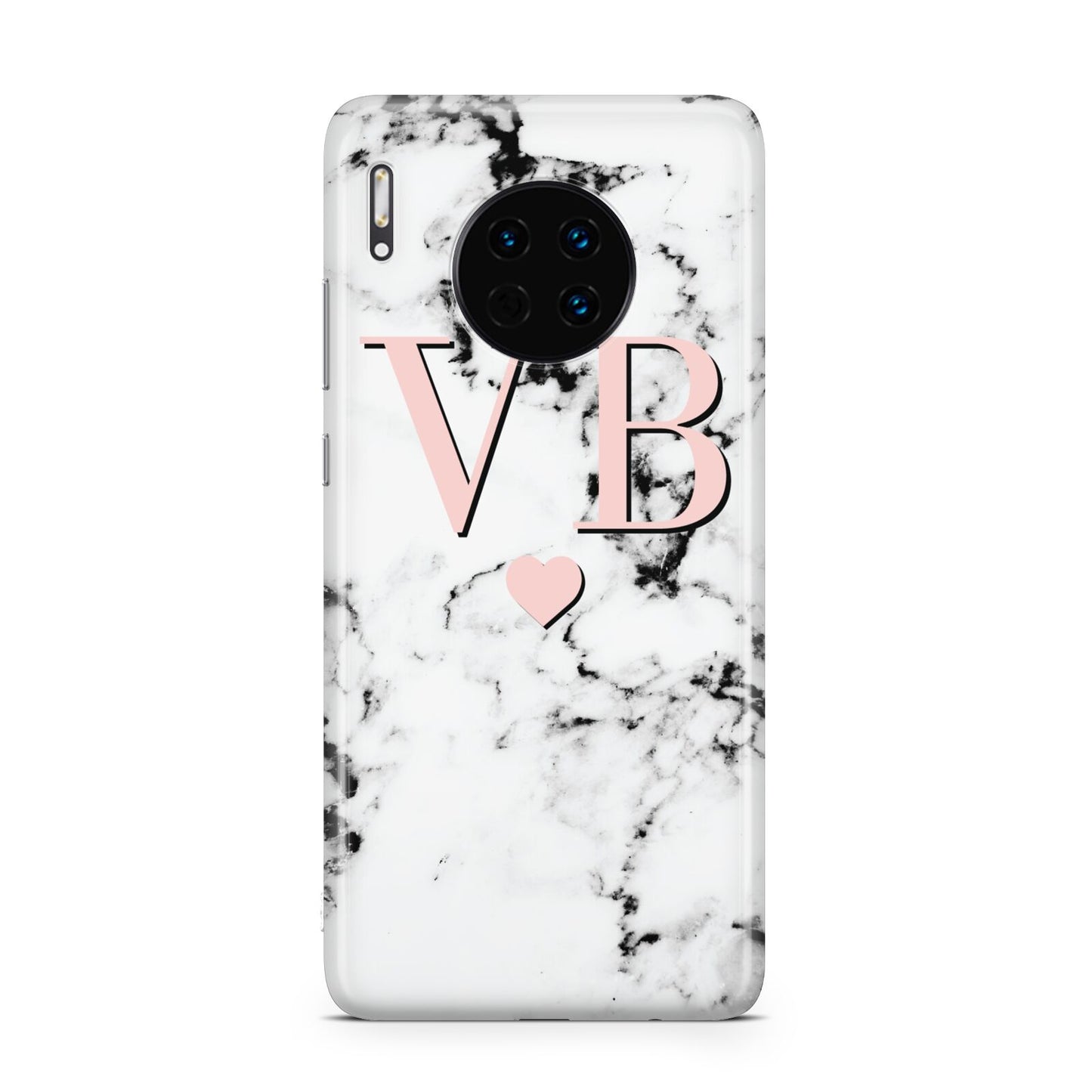 Personalised Coral Heart Initial Marble Huawei Mate 30