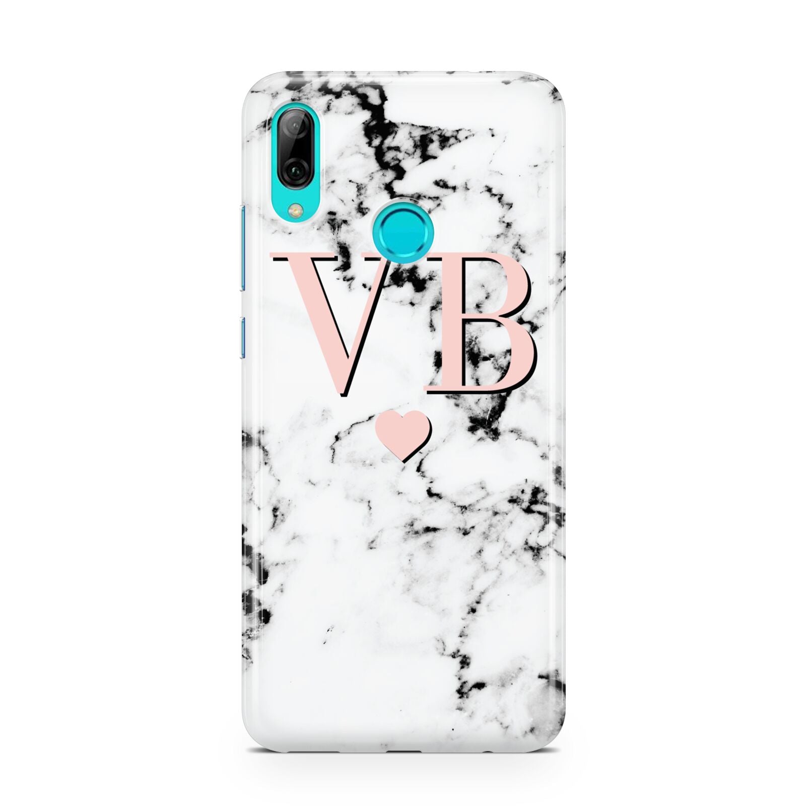 Personalised Coral Heart Initial Marble Huawei P Smart 2019 Case