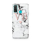 Personalised Coral Heart Initial Marble Huawei P Smart 2020