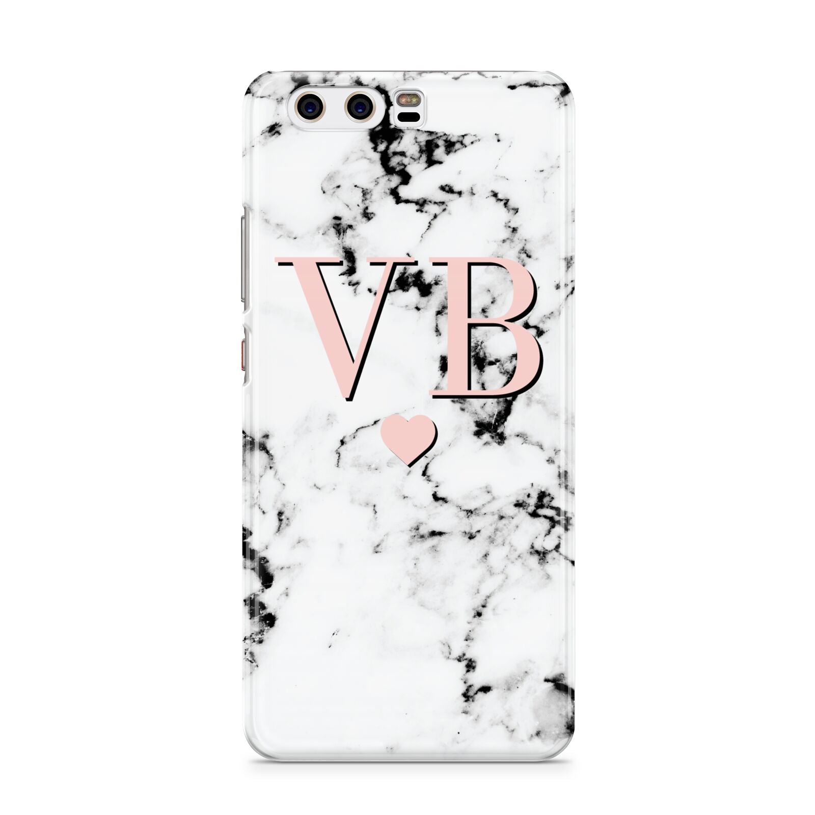 Personalised Coral Heart Initial Marble Huawei P10 Phone Case