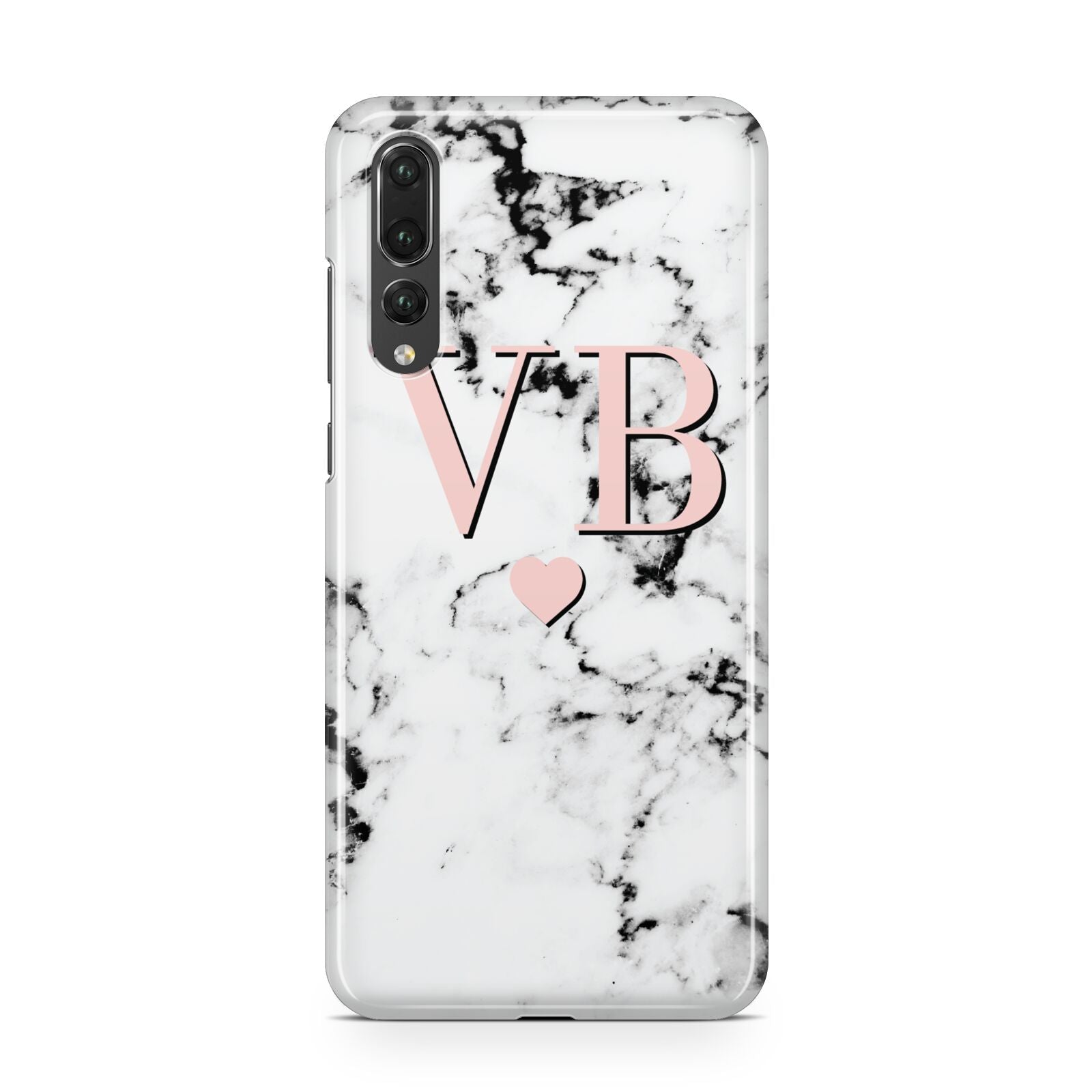 Personalised Coral Heart Initial Marble Huawei P20 Pro Phone Case