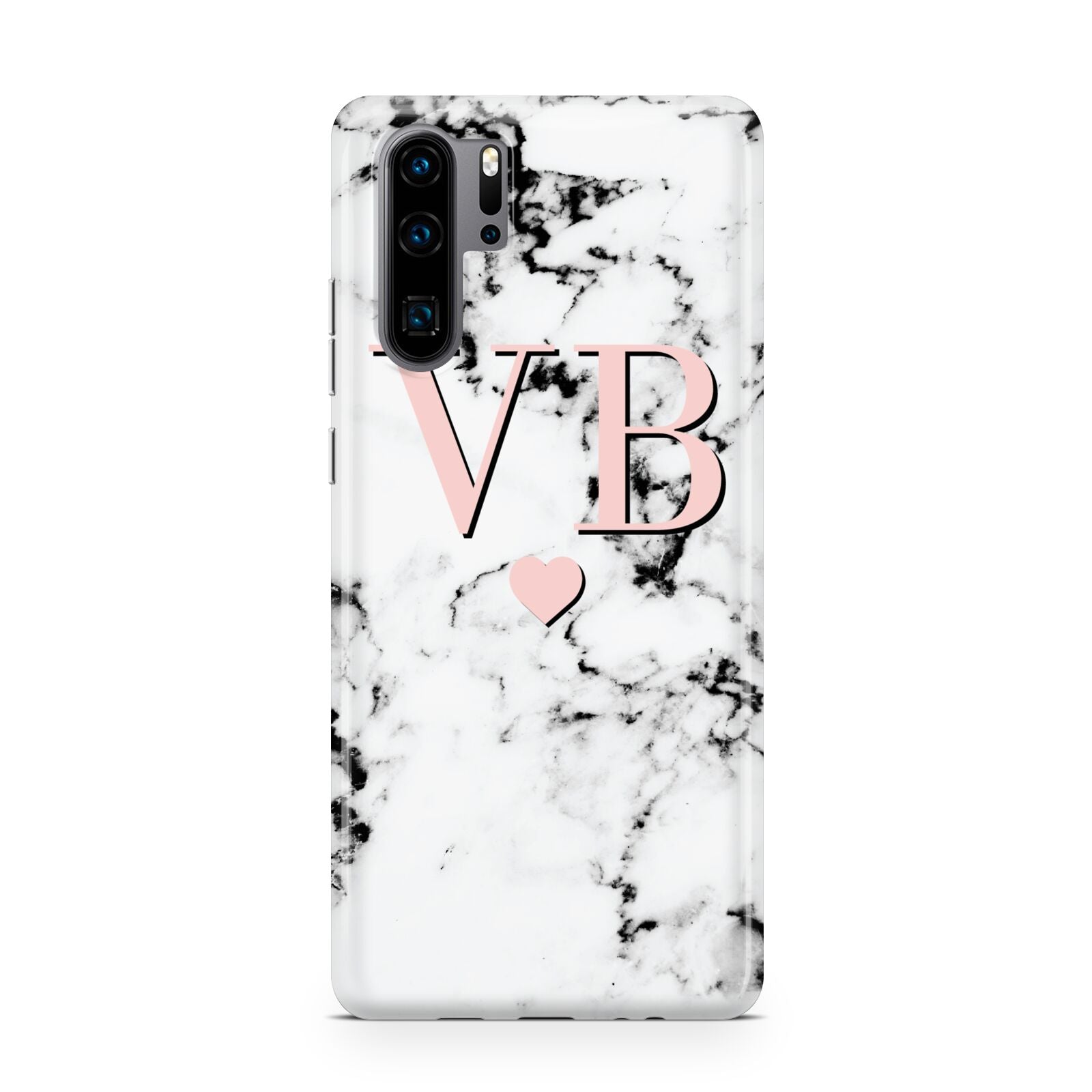 Personalised Coral Heart Initial Marble Huawei P30 Pro Phone Case