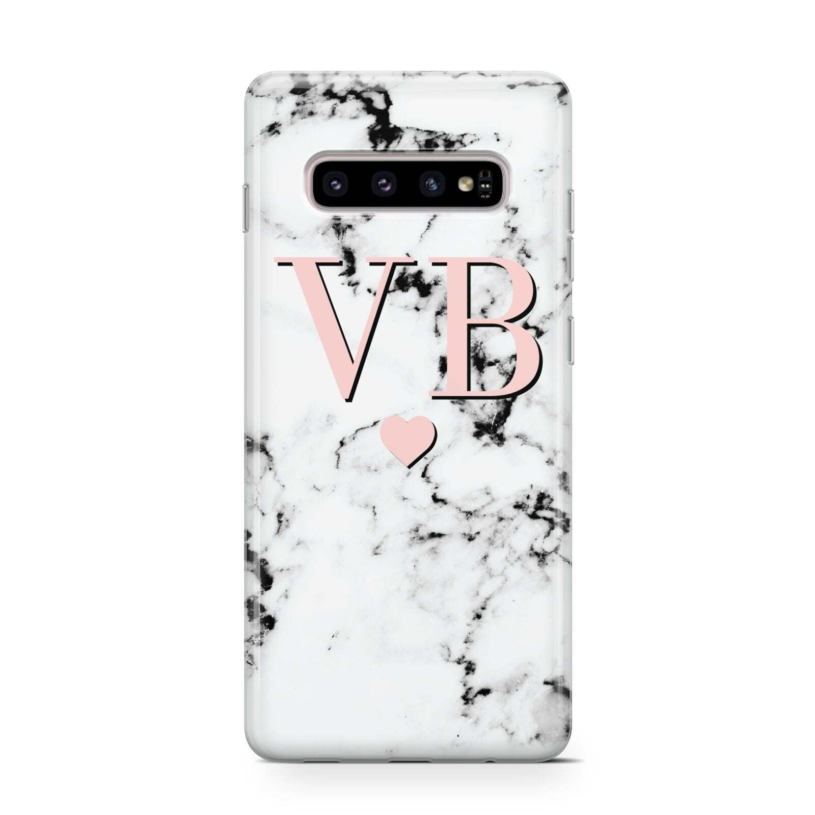 Personalised Coral Heart Initial Marble Protective Samsung Galaxy Case