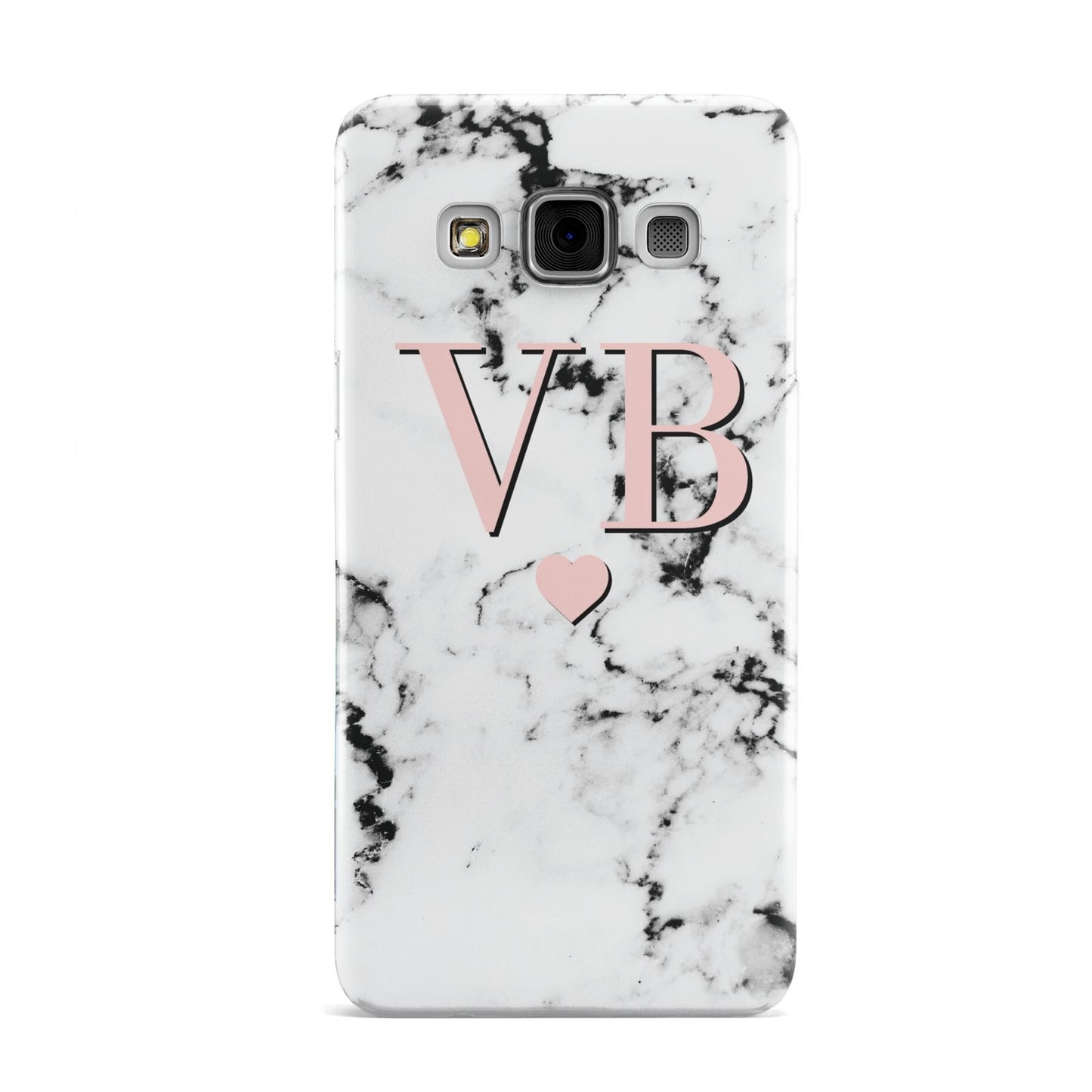 Personalised Coral Heart Initial Marble Samsung Galaxy A3 Case