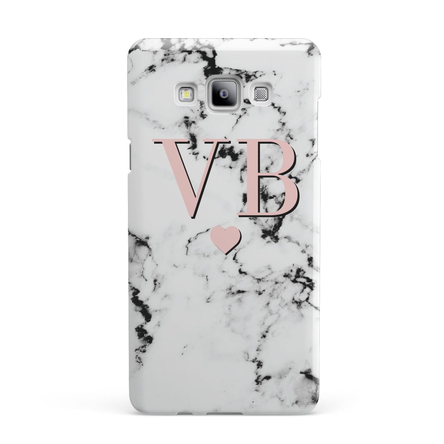Personalised Coral Heart Initial Marble Samsung Galaxy A7 2015 Case