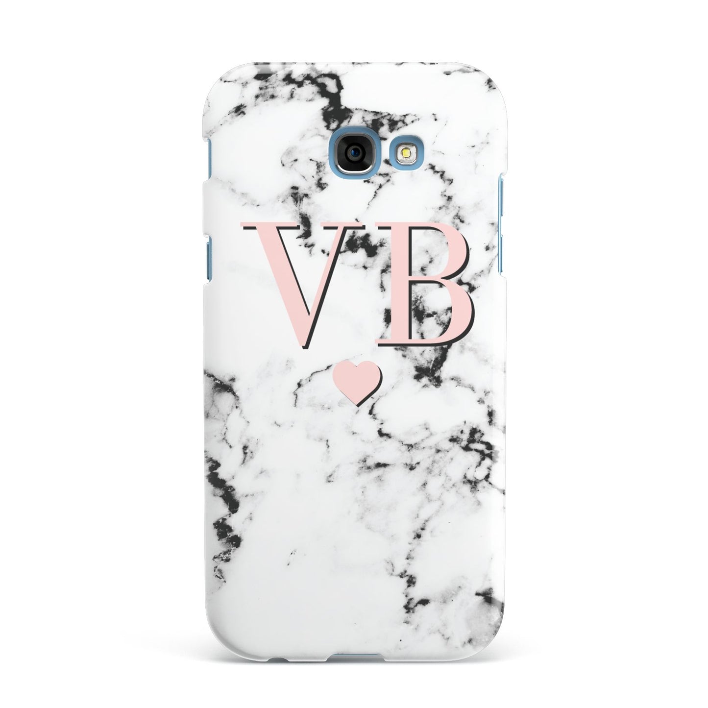 Personalised Coral Heart Initial Marble Samsung Galaxy A7 2017 Case