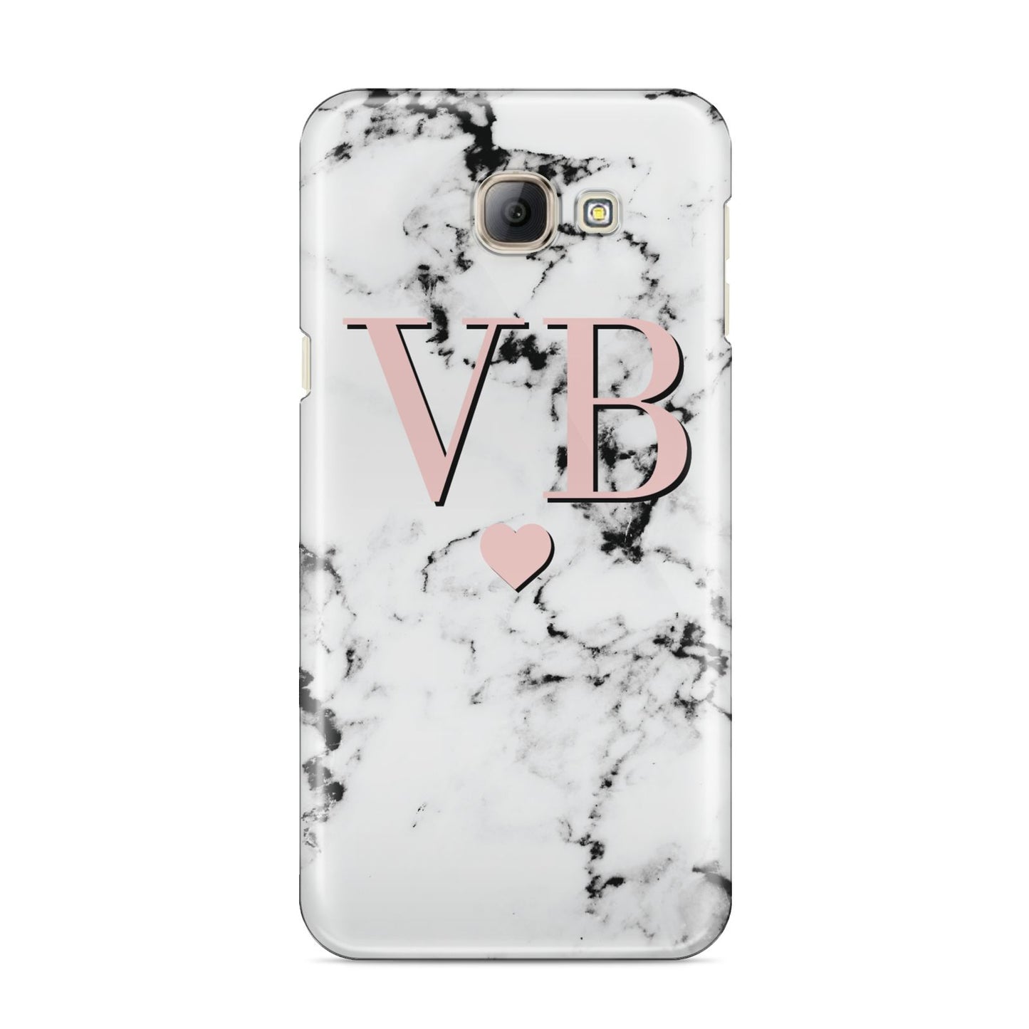 Personalised Coral Heart Initial Marble Samsung Galaxy A8 2016 Case