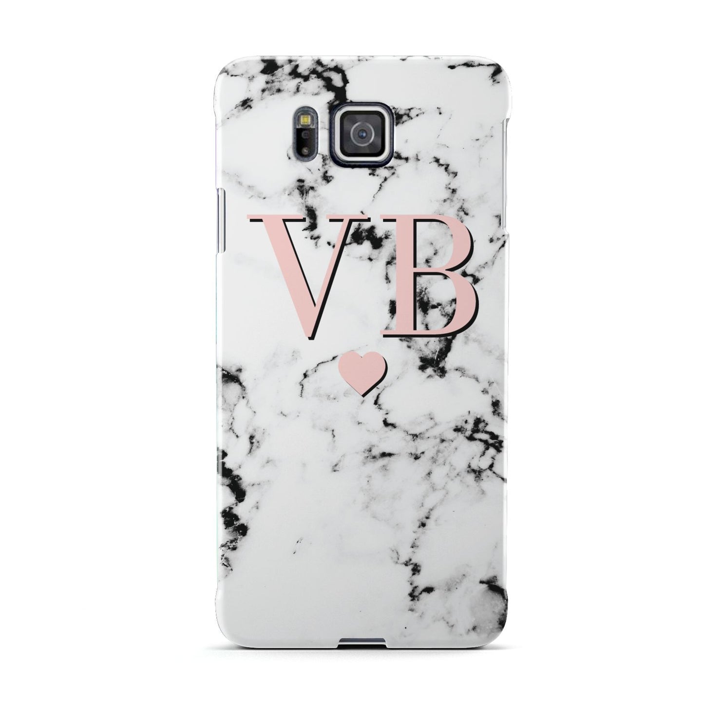 Personalised Coral Heart Initial Marble Samsung Galaxy Alpha Case