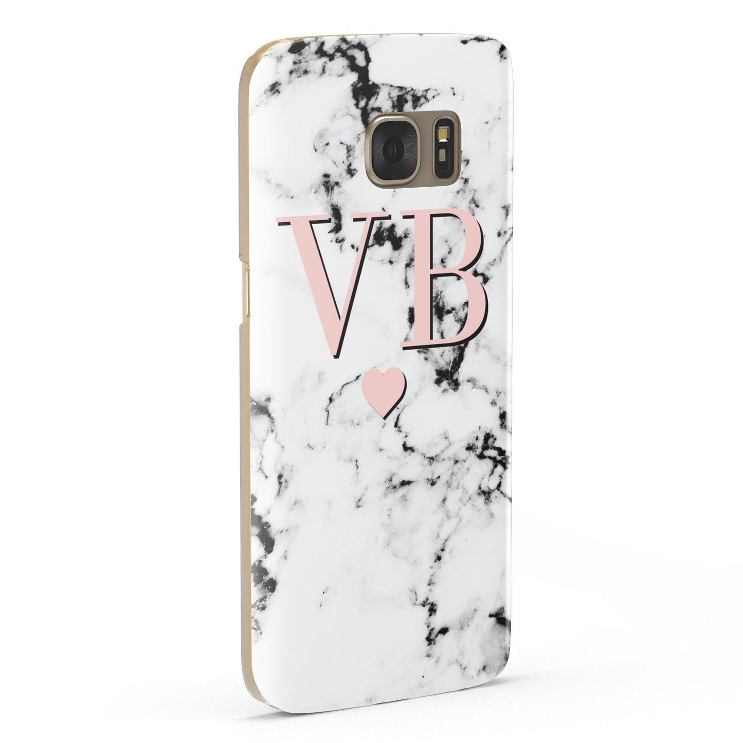 Personalised Coral Heart Initial Marble Samsung Galaxy Case Fourty Five Degrees