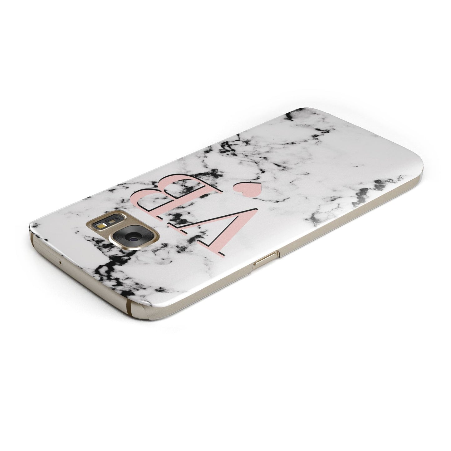 Personalised Coral Heart Initial Marble Samsung Galaxy Case Top Cutout
