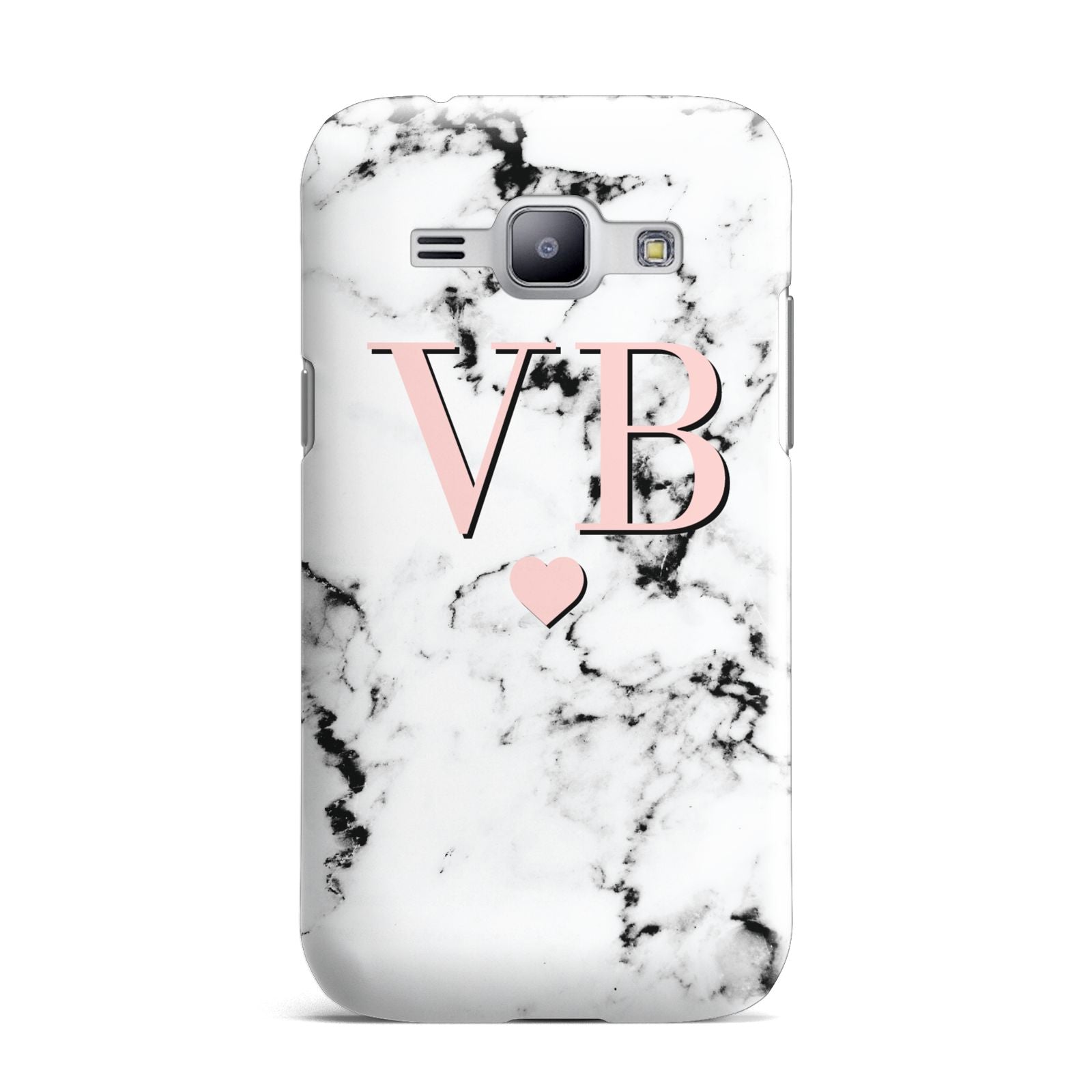 Personalised Coral Heart Initial Marble Samsung Galaxy J1 2015 Case