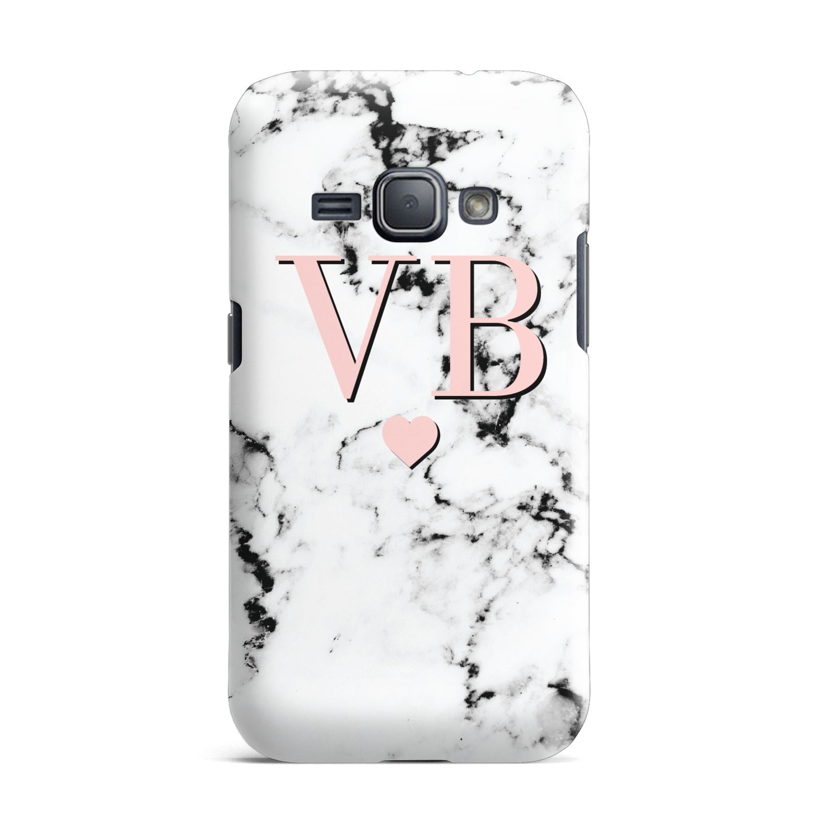 Personalised Coral Heart Initial Marble Samsung Galaxy J1 2016 Case