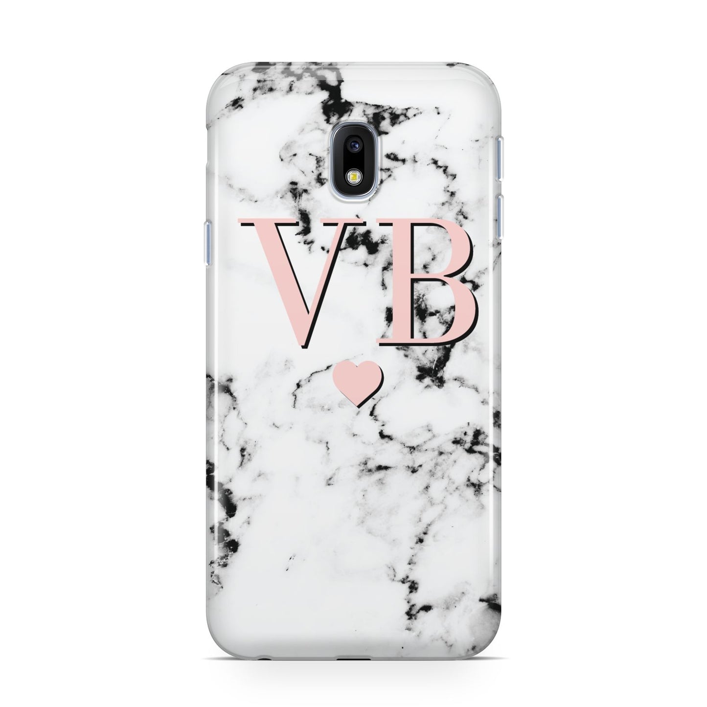 Personalised Coral Heart Initial Marble Samsung Galaxy J3 2017 Case