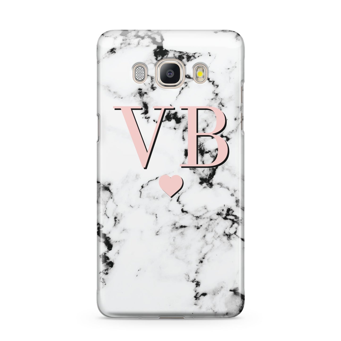 Personalised Coral Heart Initial Marble Samsung Galaxy J5 2016 Case