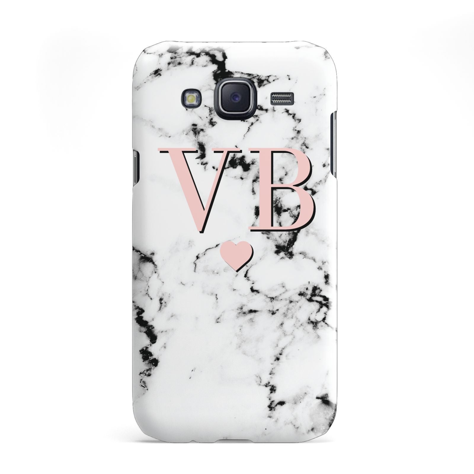 Personalised Coral Heart Initial Marble Samsung Galaxy J5 Case
