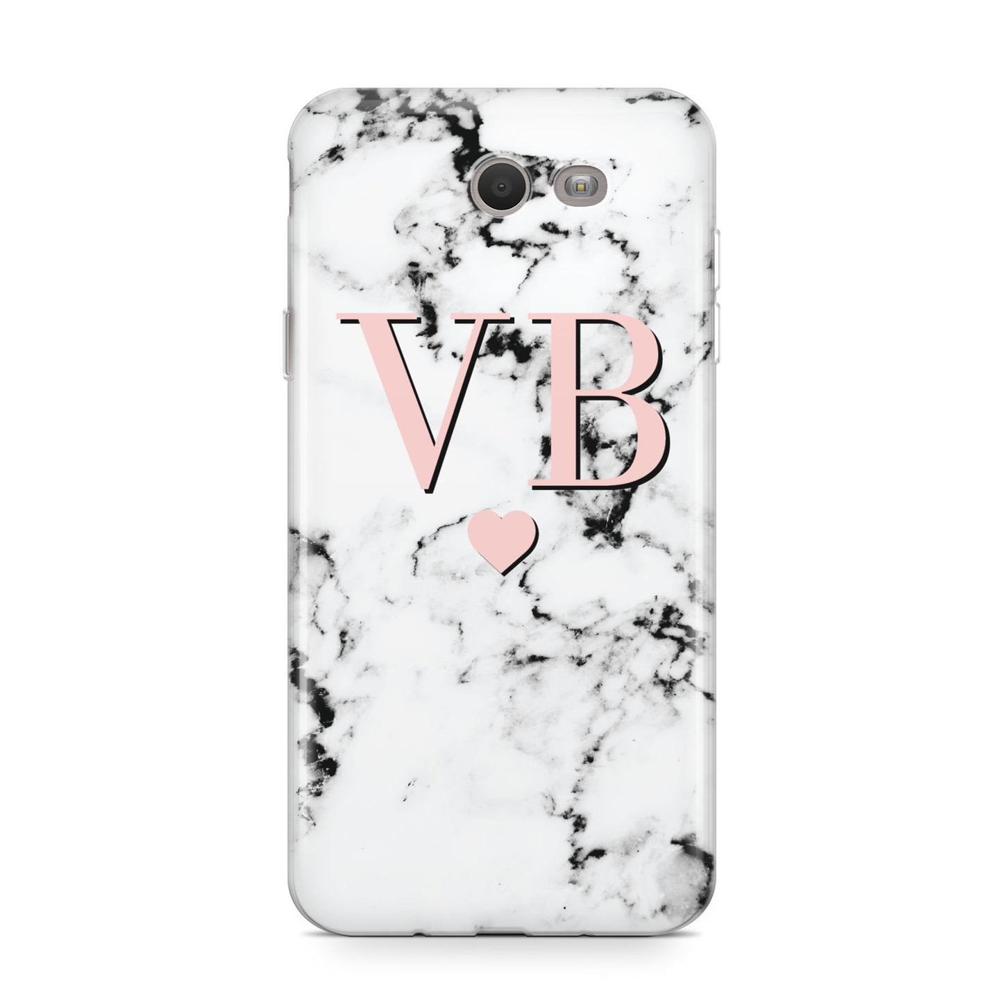 Personalised Coral Heart Initial Marble Samsung Galaxy J7 2017 Case
