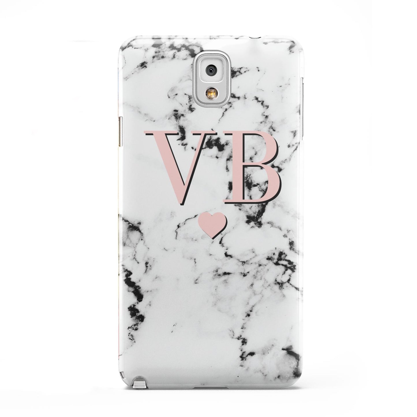 Personalised Coral Heart Initial Marble Samsung Galaxy Note 3 Case